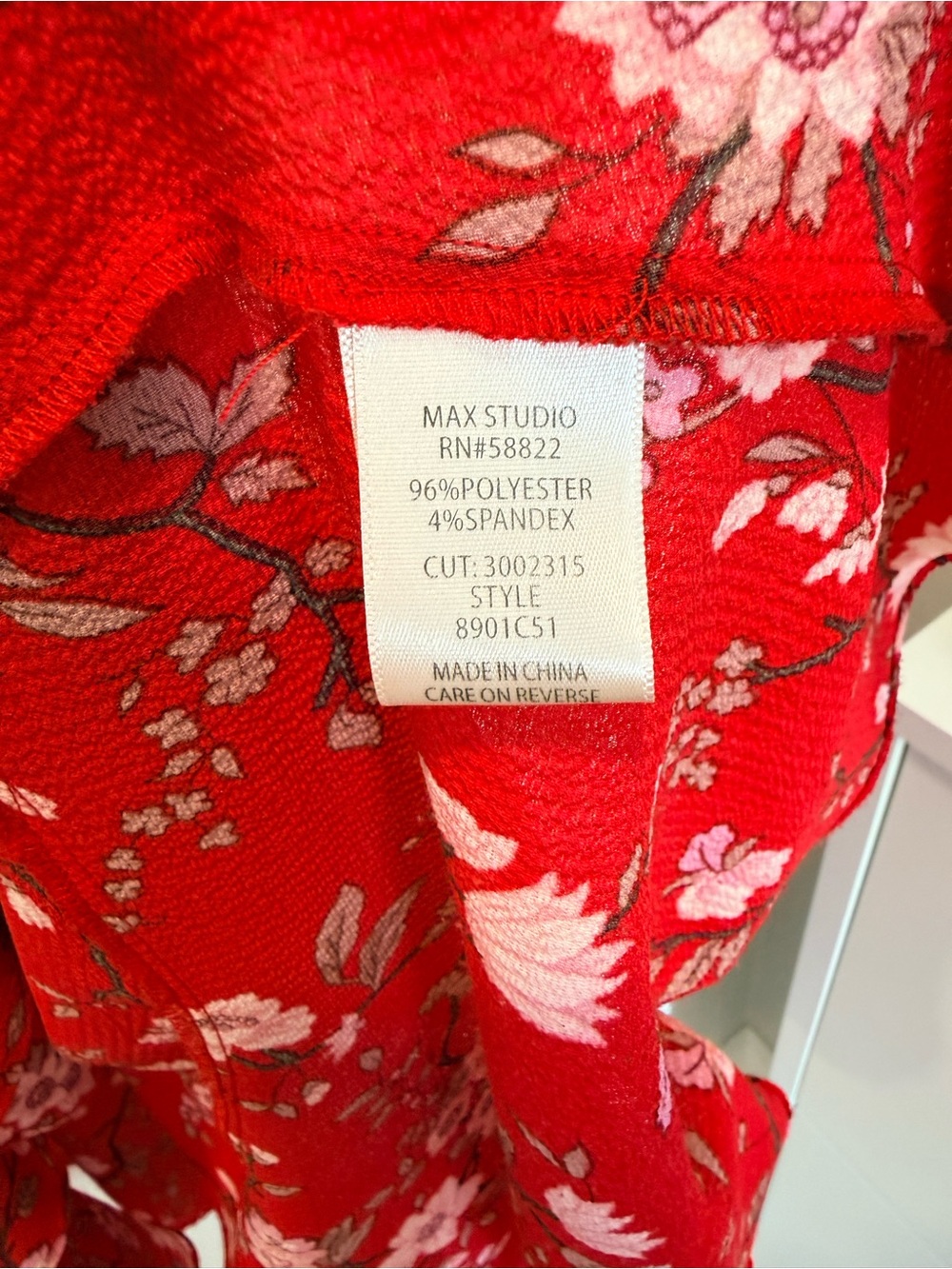Max Studio Red Floral Wrap Dress - Picture 4 of 5